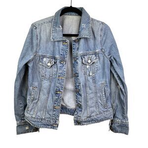 J.Crew Vintage Distressed Denim Jean Jacket Relaxed Fit Medium Blue Wash Women M
